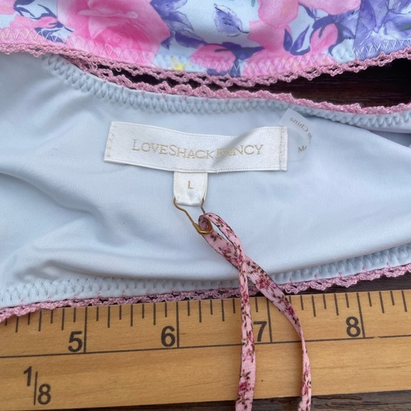 LoveShackFancy Bellamy bikini top primaries pink berry L - Picture 5 of 5